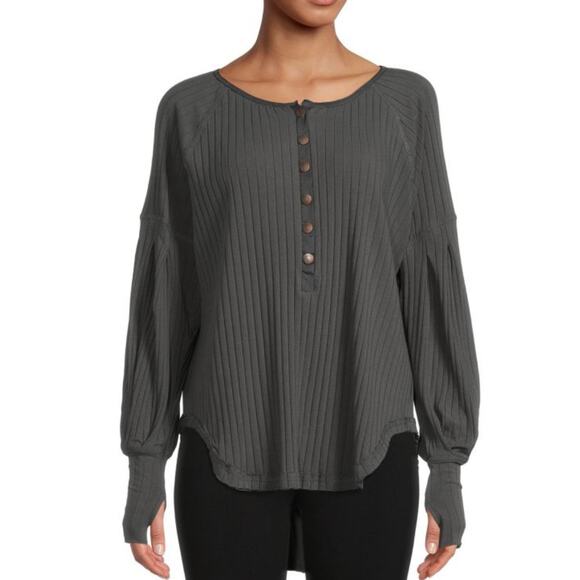 FREE PEOPLE MOVEMENT Bella Layer Ribbed Sweater in Gray Size M - Picture 1 of 6